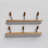 Pair of vintage wall coat racks - 3 hooks