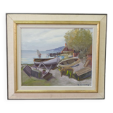 Hjamar Lindblom, Swedish Modern Landscape, 1960s, Oil on Canvas, Framed