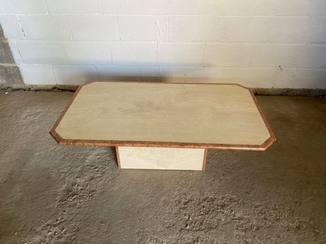 Travertine coffee table vintage marble 70s