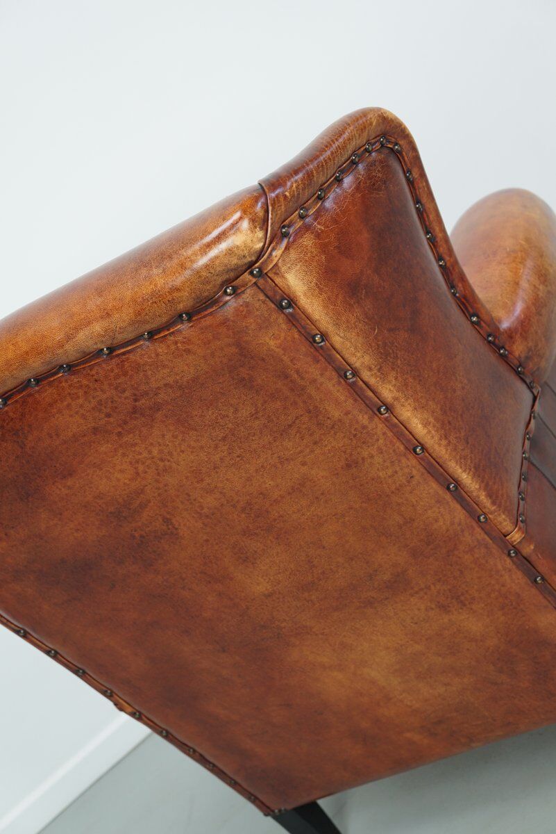 Vintage Dutch club chair in cognac leather, 1970s