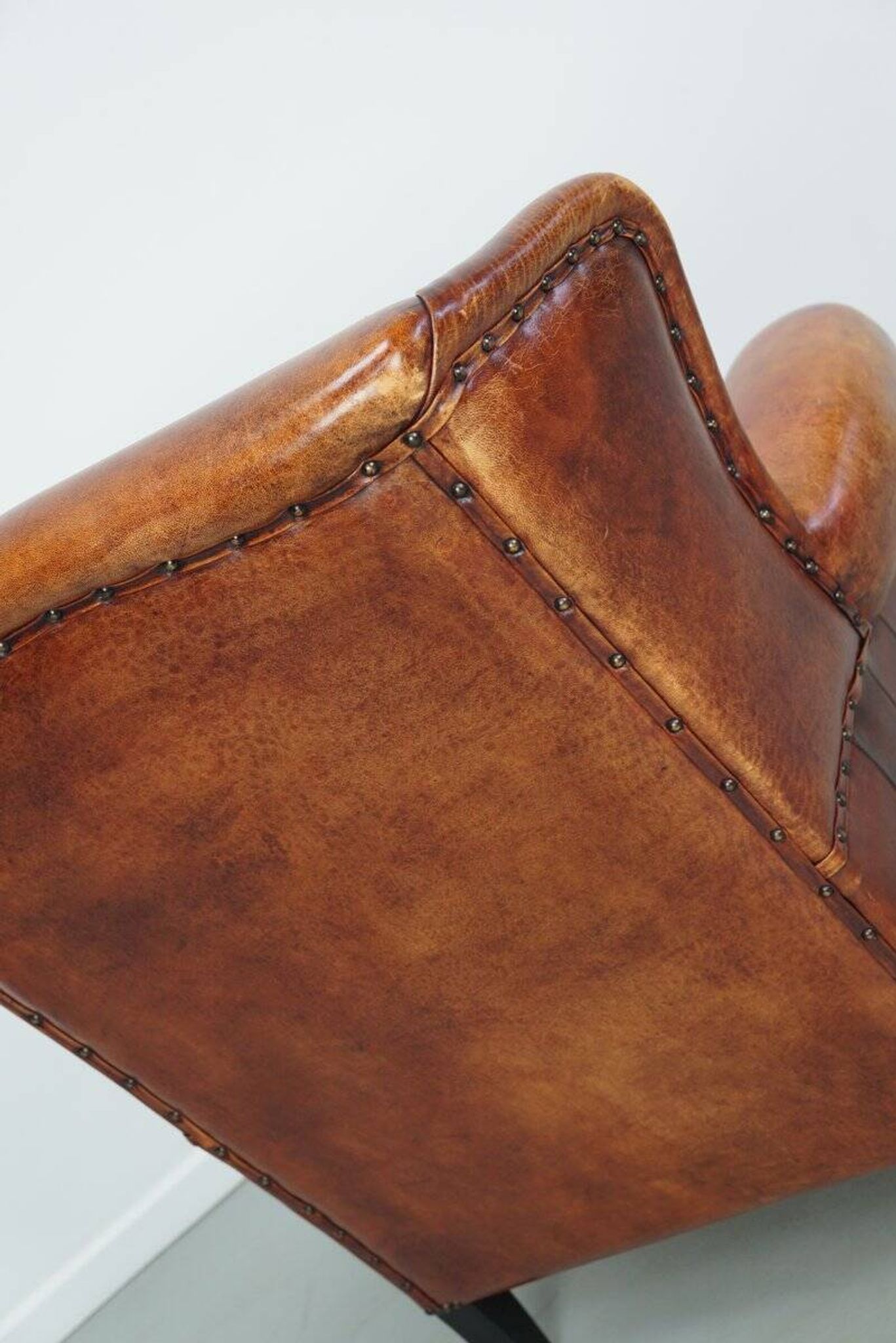 Vintage Dutch club chair in cognac leather, 1970s