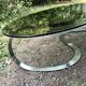 Coffee table smoked glass and chrome metal foot