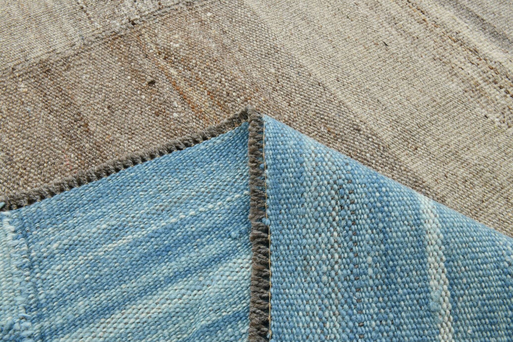 6x10 Blue Brown Handmade Kilim Rug, 190x308Cm