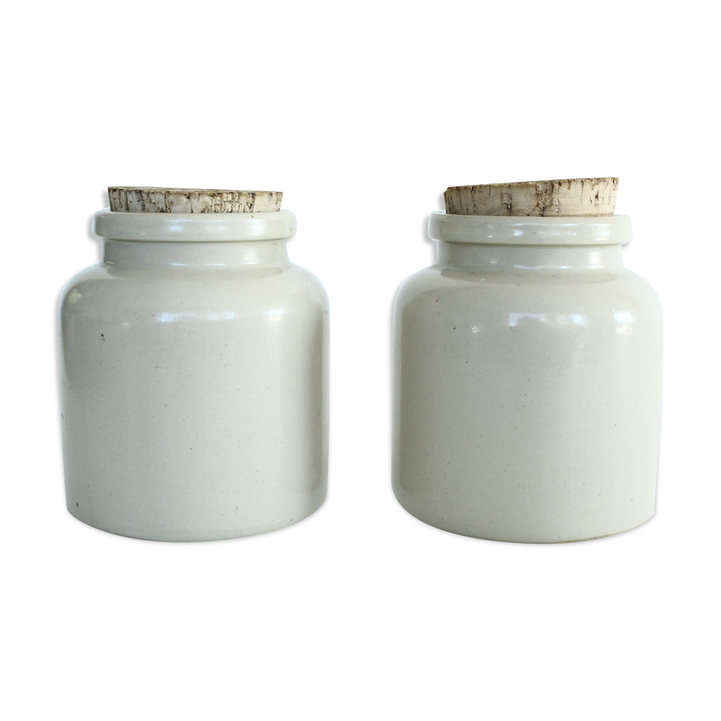 Lot de 2 pots à moutarde en grès