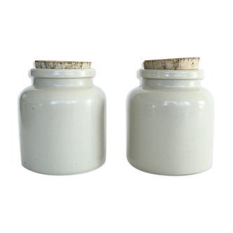 Lot de 2 pots à moutarde en grès