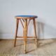 Rattan stool - round painted top in Klein blue