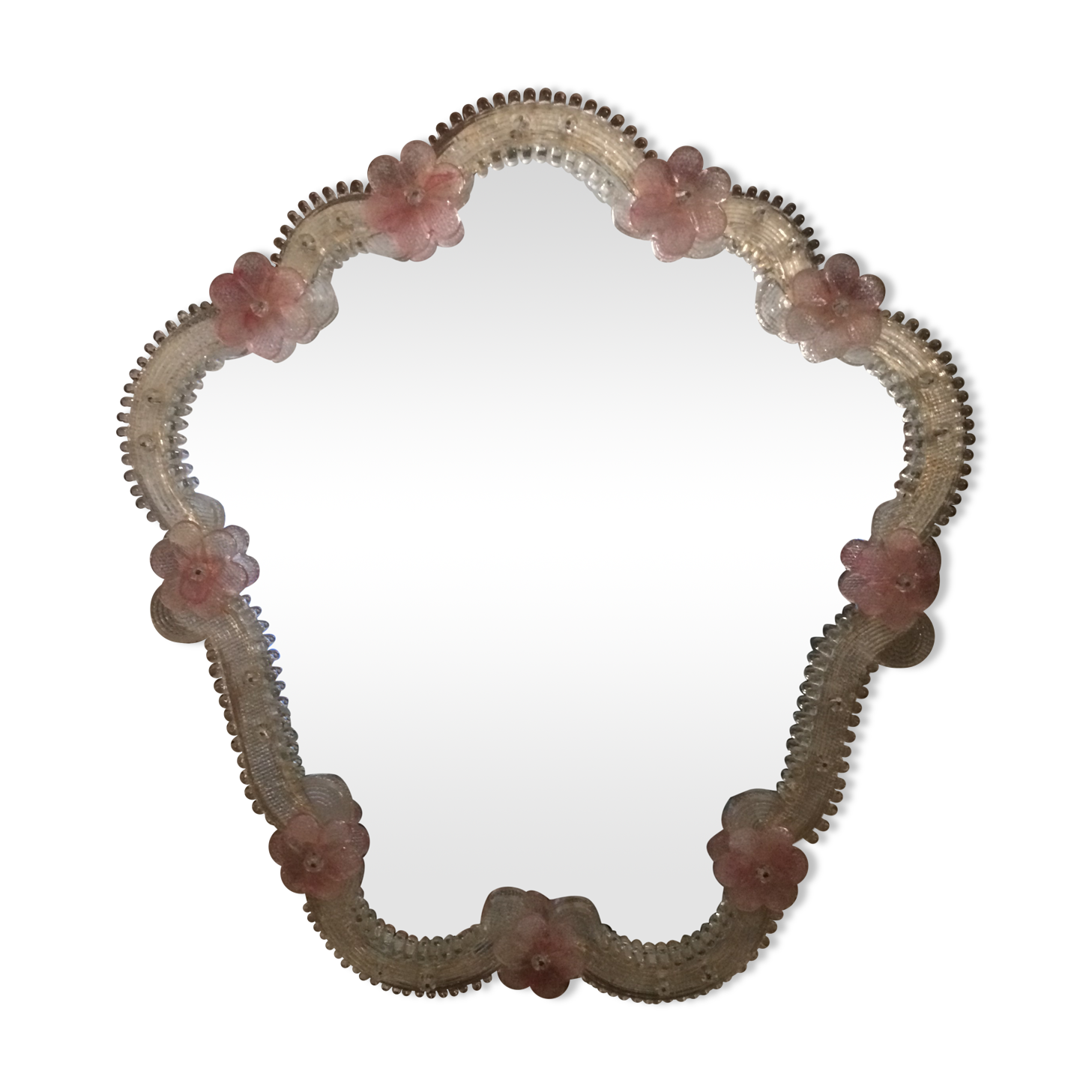 Miroir Murano à fleurs roses