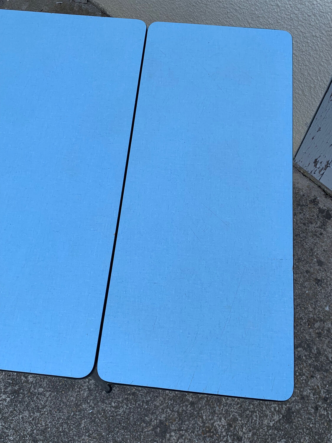 Blue formica table Sogemap 1960