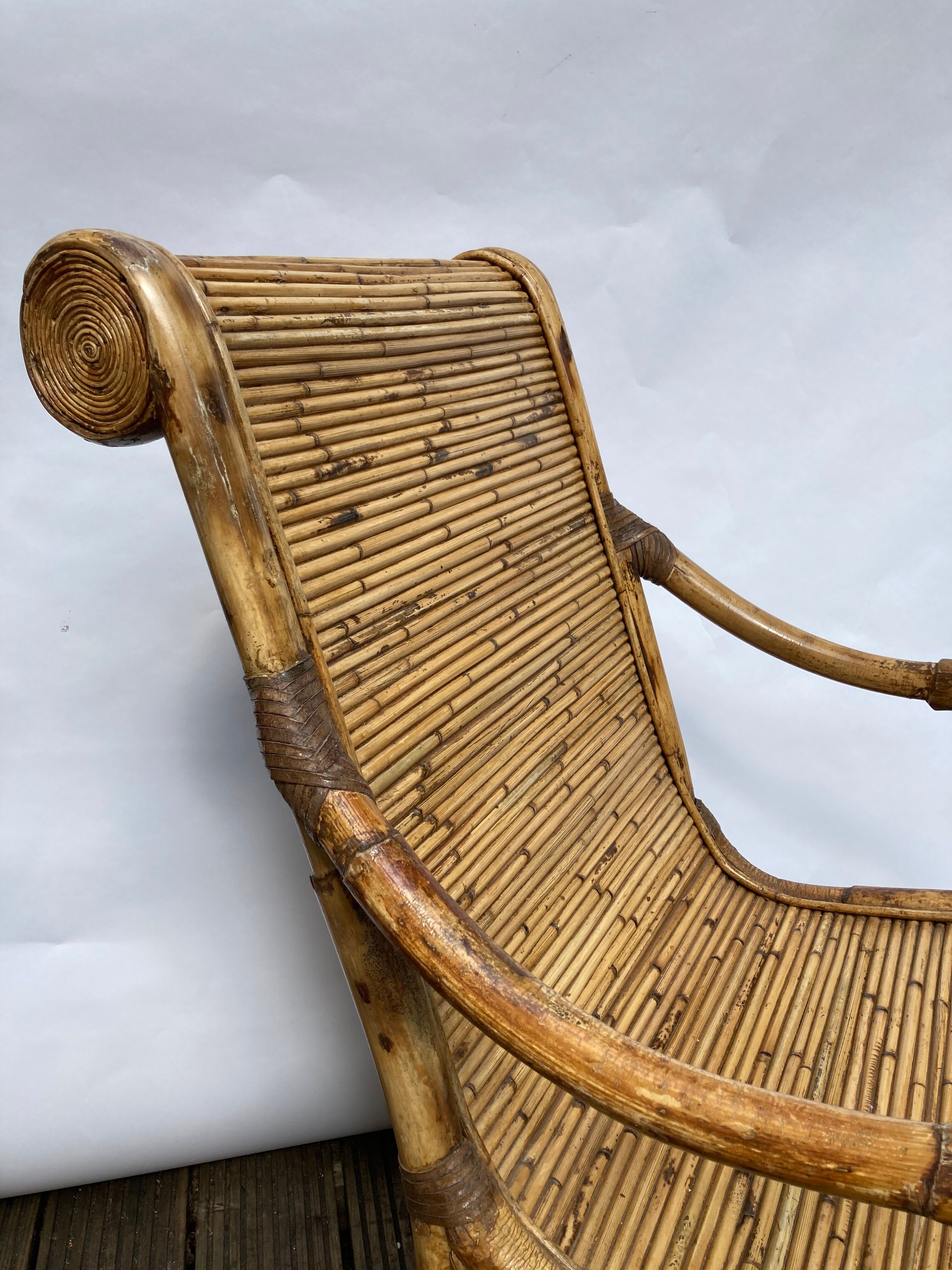Pair of Vivai del Sud rattan wicker bamboo chairs