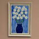 Swedish Oil on Canvas “Blue vase with flowers” by L jonsson Vintage 45x31cm