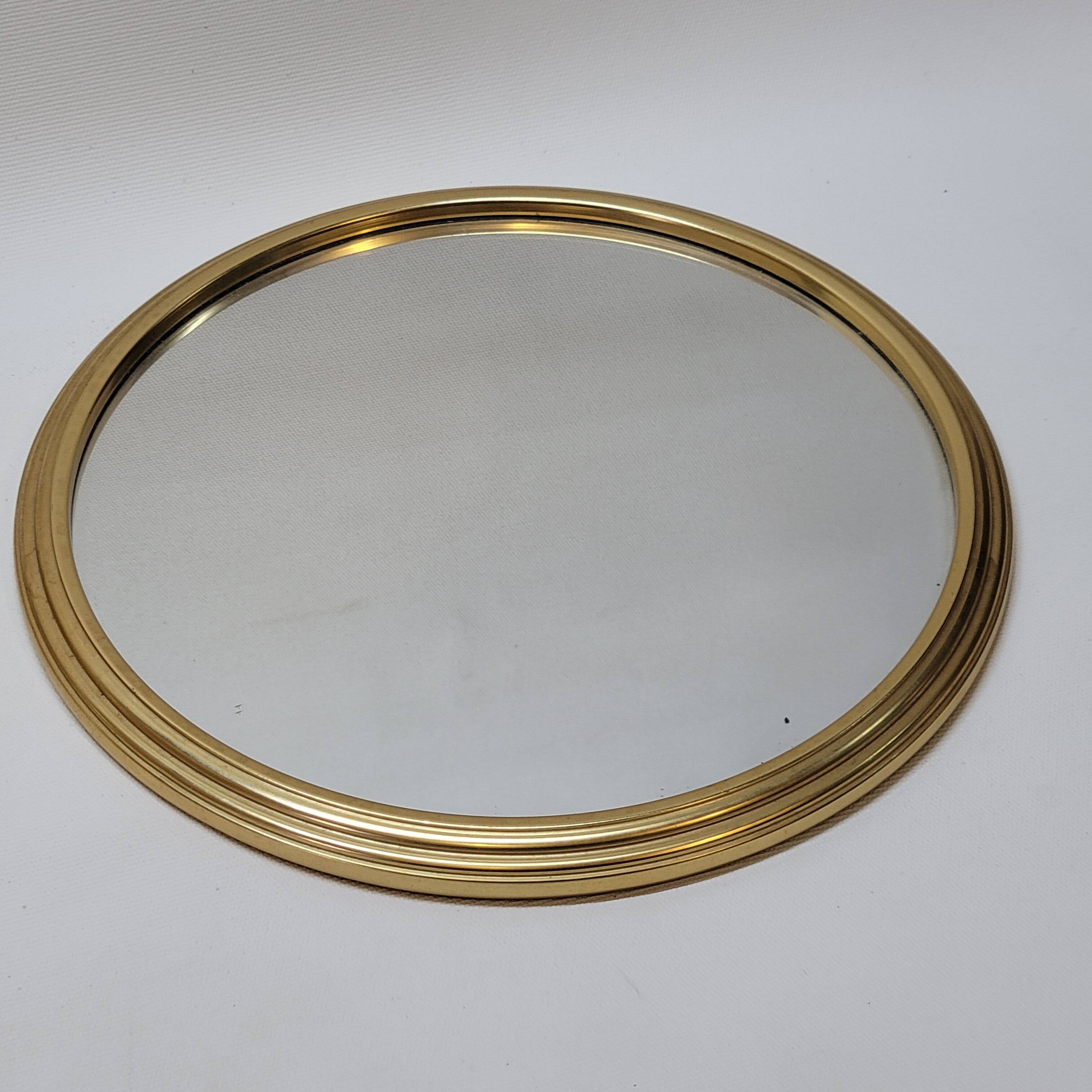 2 Vintage Mirrored and Gold Aluminum Serving Trays