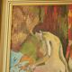 Original Swedish oil on panel painting – nude in colourful interior