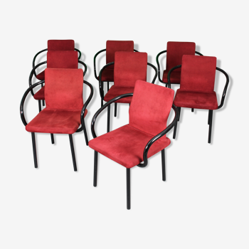 Ensemble de 8 chaises modèle Mandarin par Ettore Sottsass éditées par Knoll