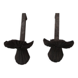 Old cast iron shell chenets