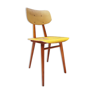 Chaise ton bois jaune 1960