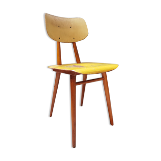 Chair ton bois jaune 1960