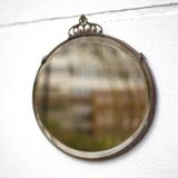 Art nouveau bronze mirror, art deco mirror, oval mirror, beveled mirror, wall decoration, mirror