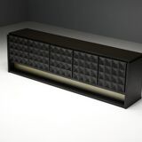 Brutalist Sideboard by De Coene in Stained Oak, Belgium, 1970s