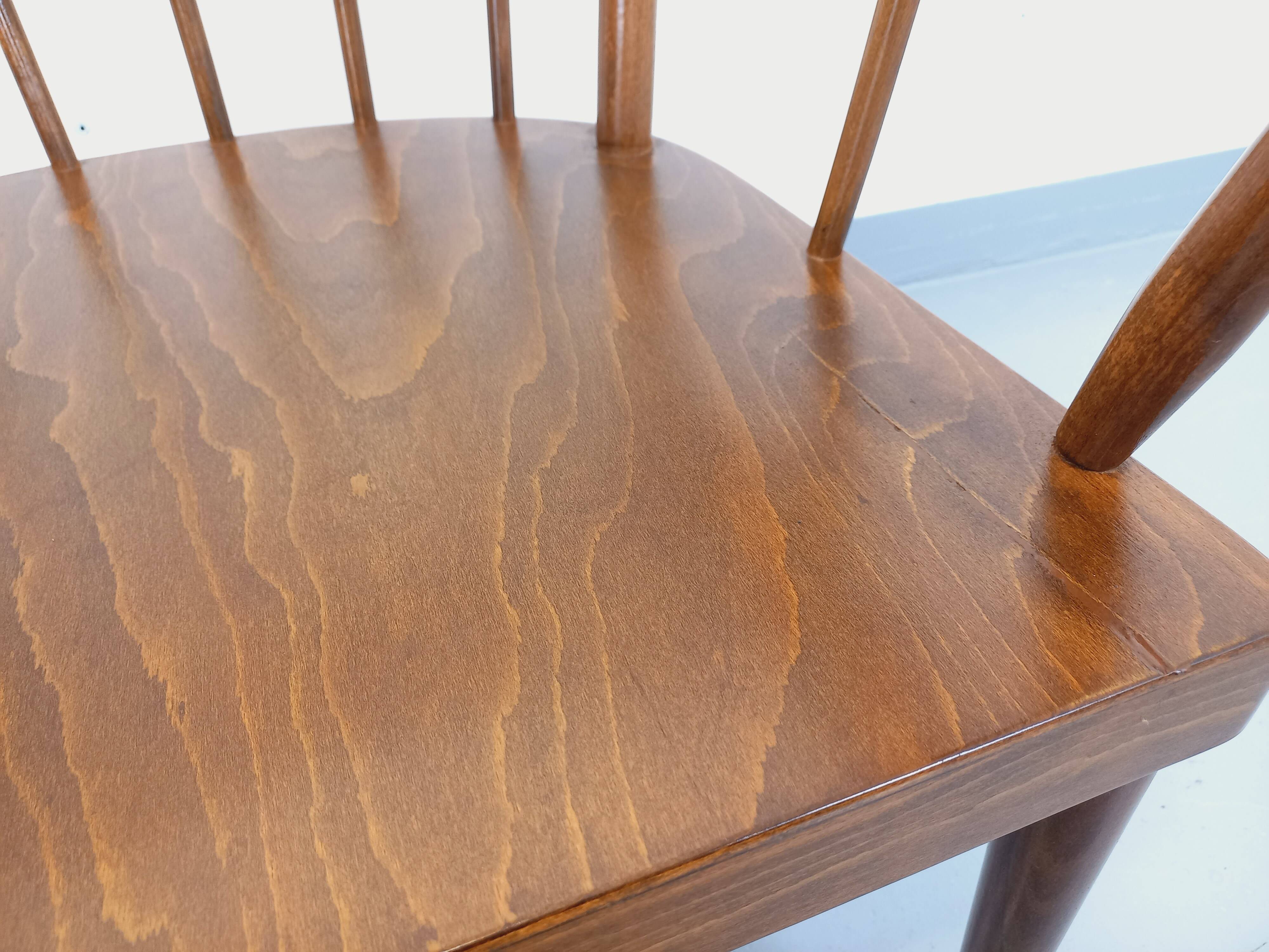 Vintage Baumann wooden armchair, Fan model, from the 60s