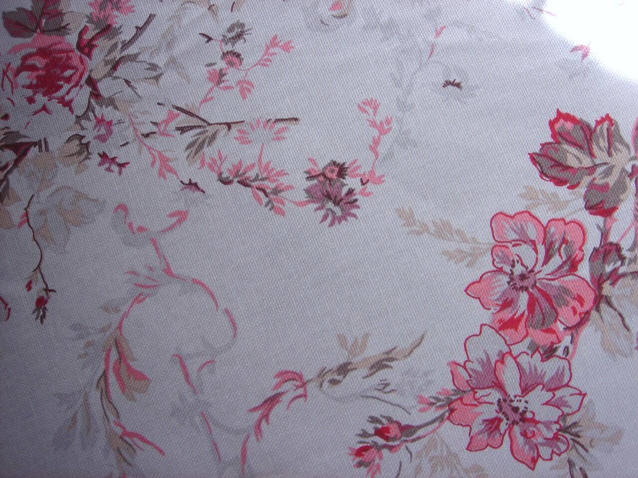 A set of 8 gray blue napkins with pink flowers and polka dots