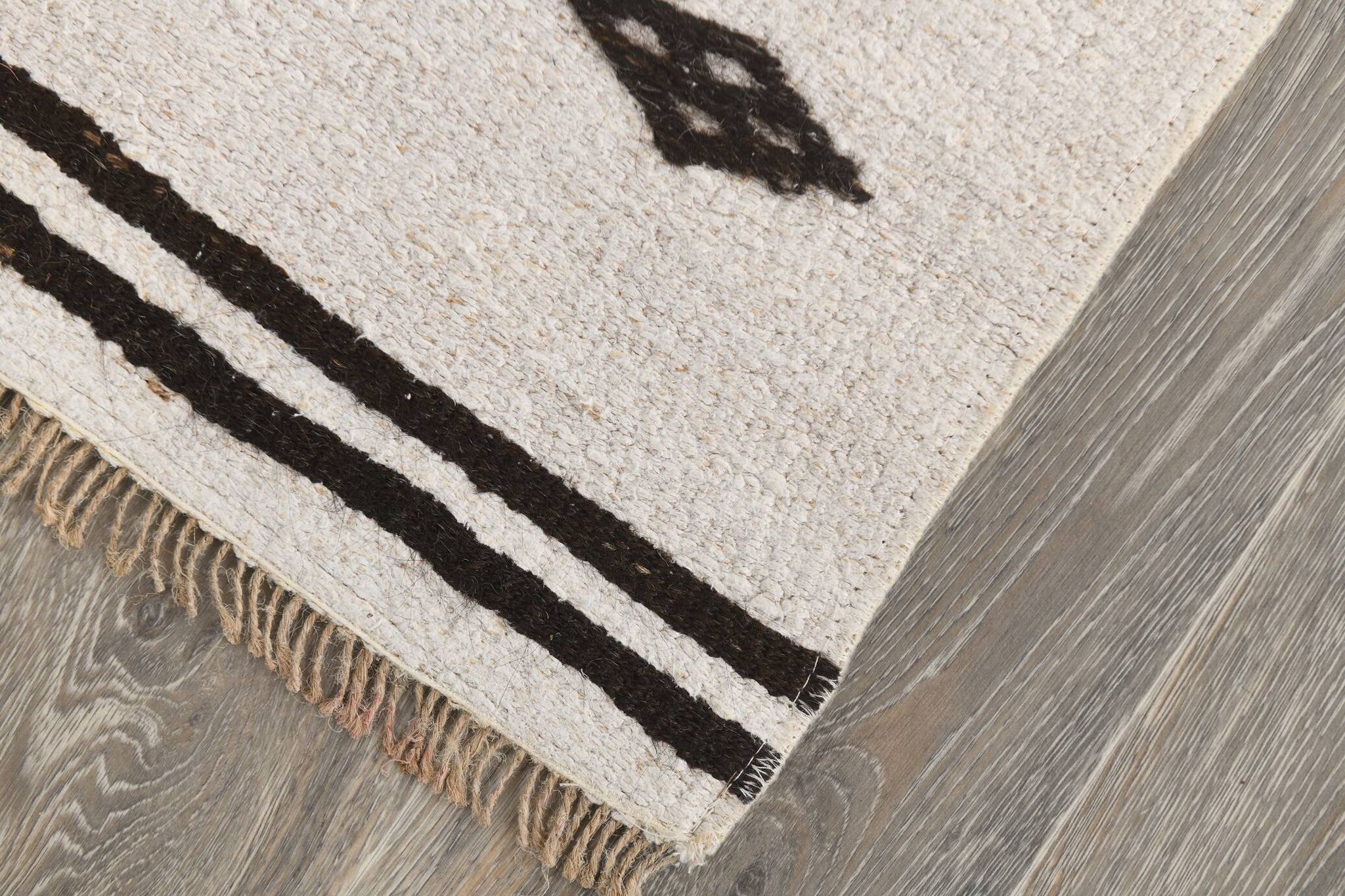 Tapis de couloir contemporain blanc et noir 2x9, 76x263 cm