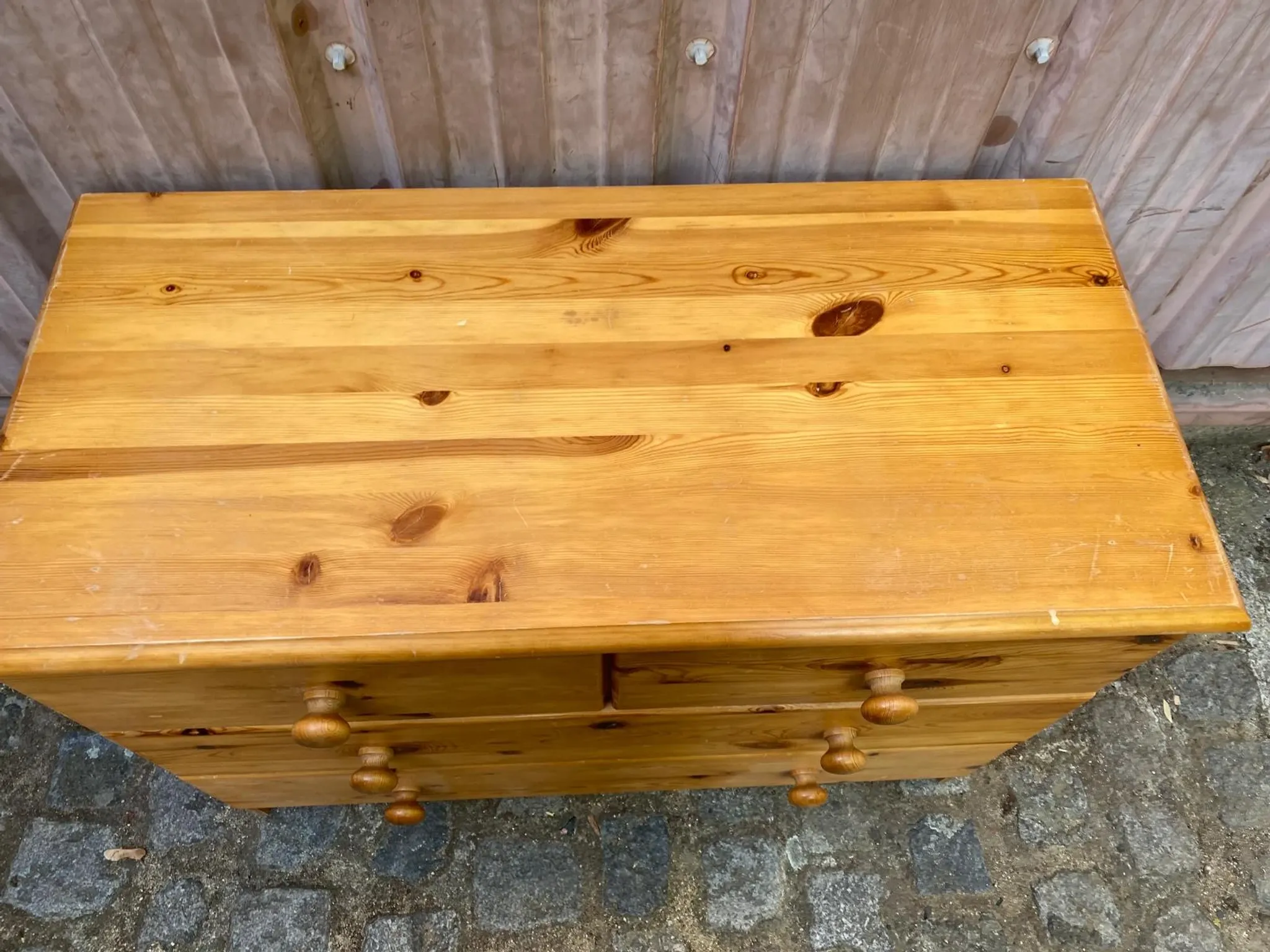4-Drawer Chest in Solid Pine — Scandinavian / Chalet Style 1980