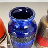 Set of Four Vintage Pottery Fat Lava Vases Made by Scheurich, Germany, 1970s