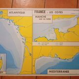 School map: france the hydrographic network n°11 / france the coasts n°12