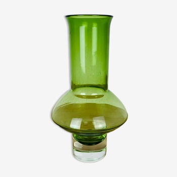 Scandinavian glass vase Riihimaki green