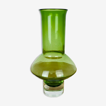 Vase scandinave verre Riihimaki vert