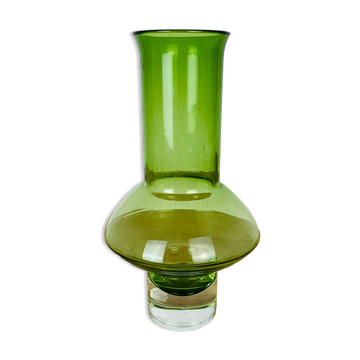 Scandinavian glass vase Riihimaki green
