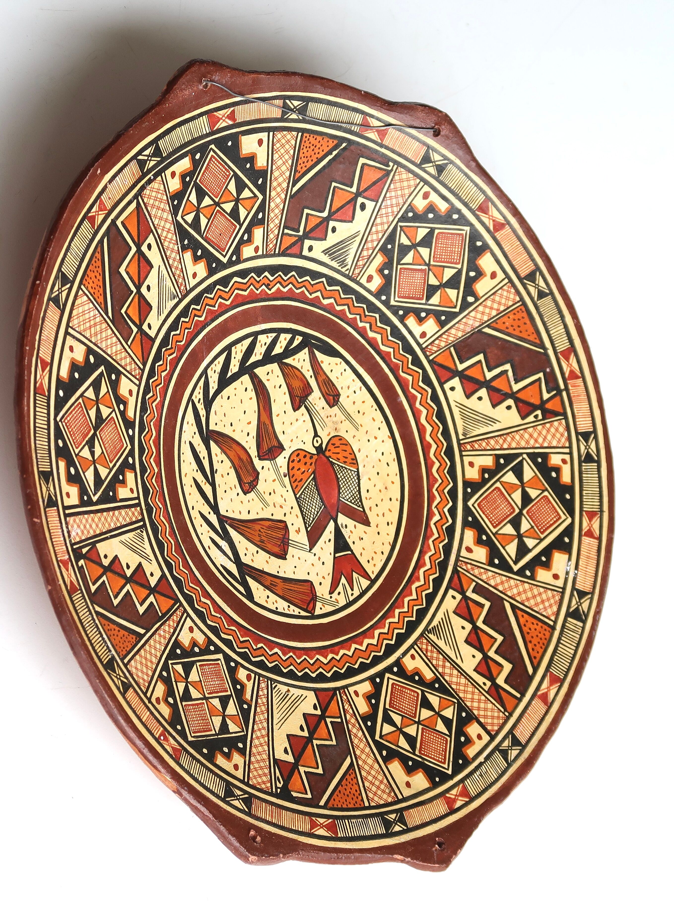 Painted terracotta wall dish from Peru, 70s