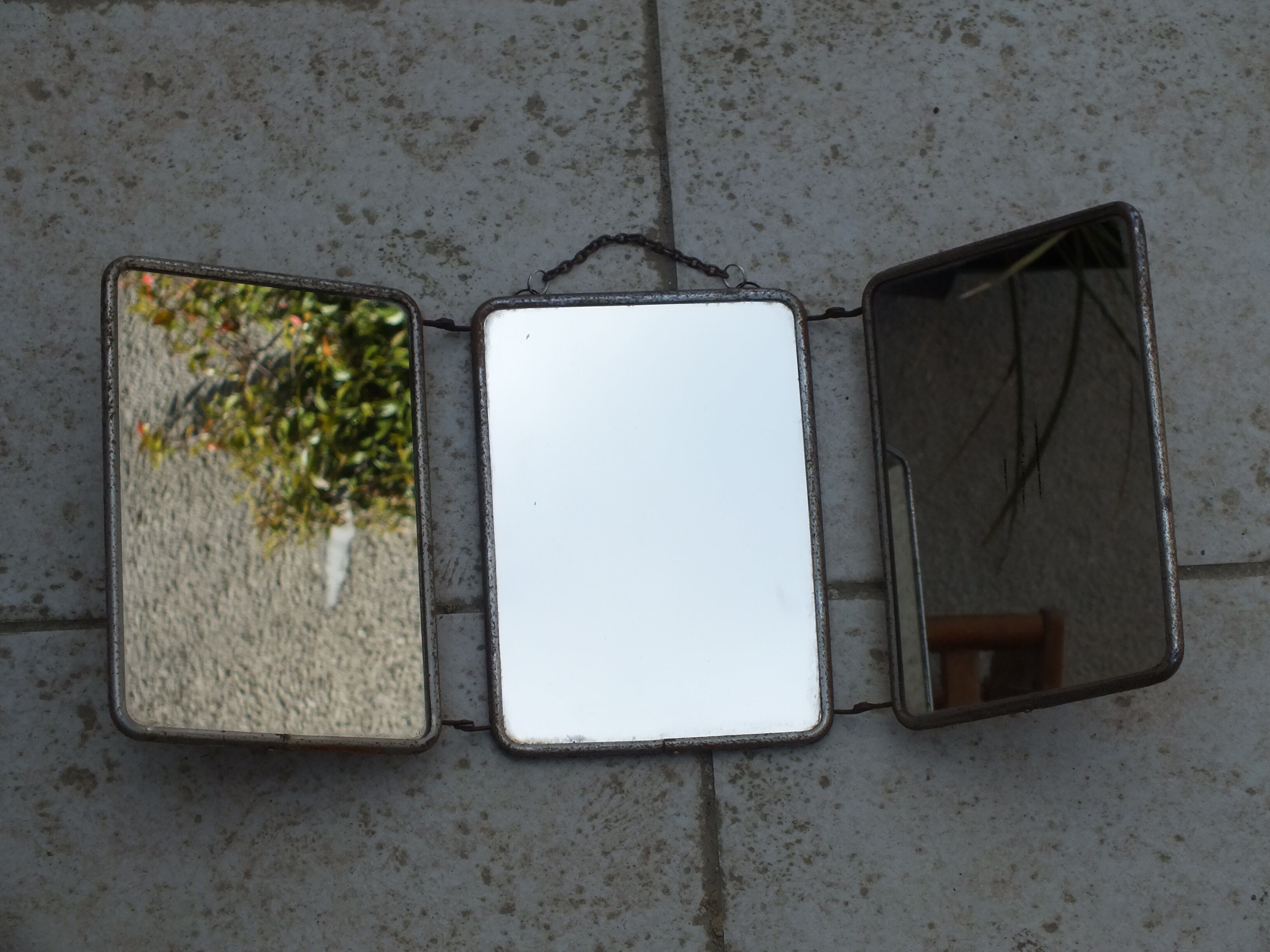 Miroir de barbier triptyque art déco 21.5 X 51 cm