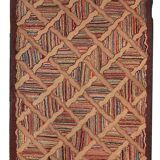Old american carpet hooked handmade 88cm x 252cm 1880s