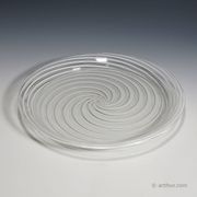 Large Murano glass art plate with filigree from the 19th century.