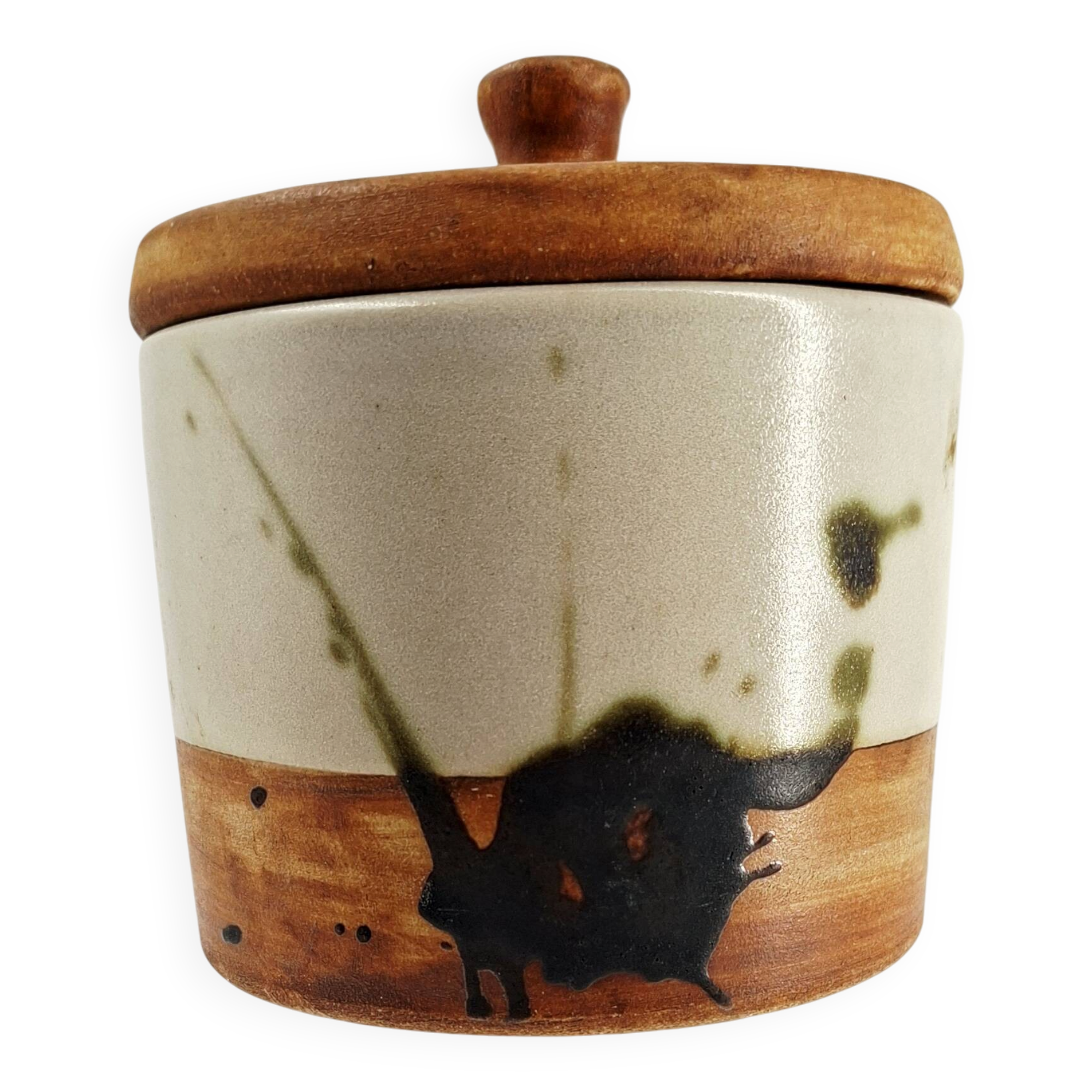 Lidded pot in stoneware — La Colombe pottery, 1970s