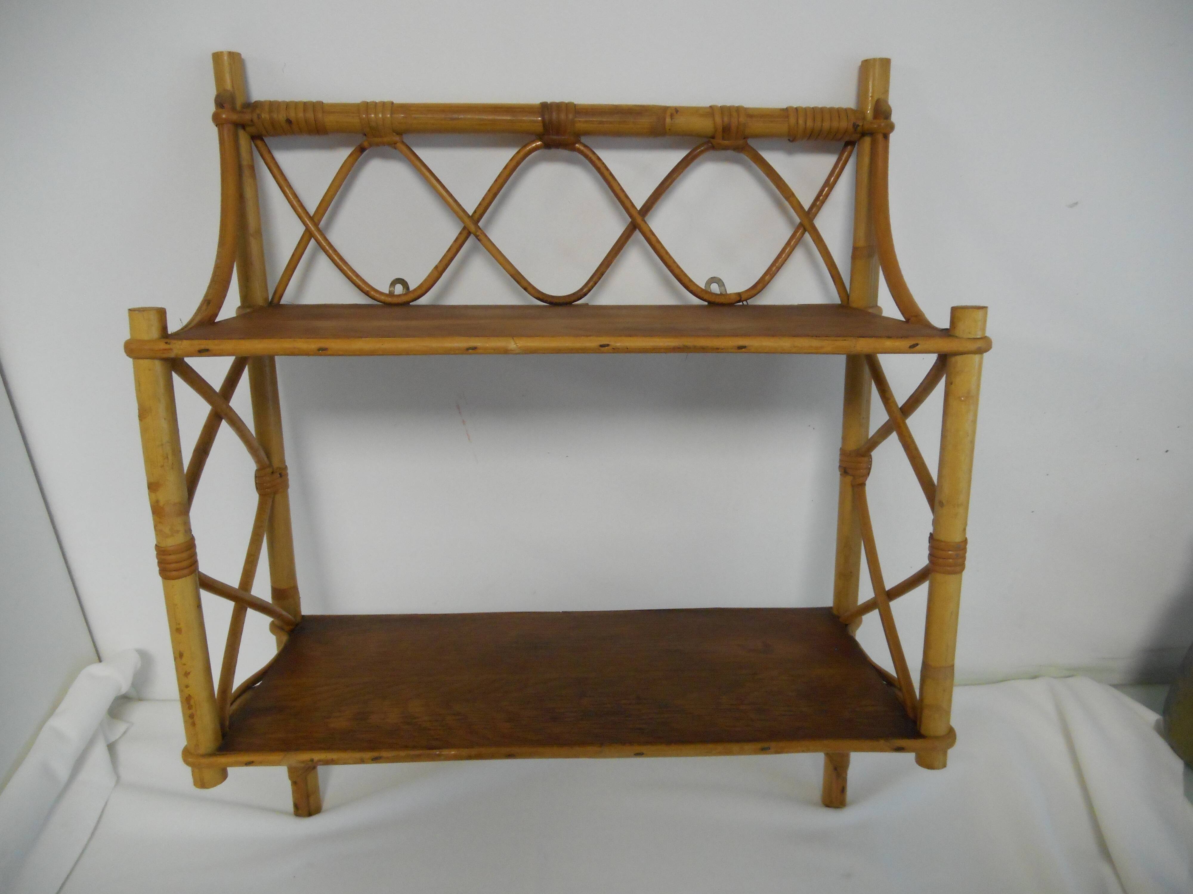 Vintage wall shelf of the  70s in bamboo