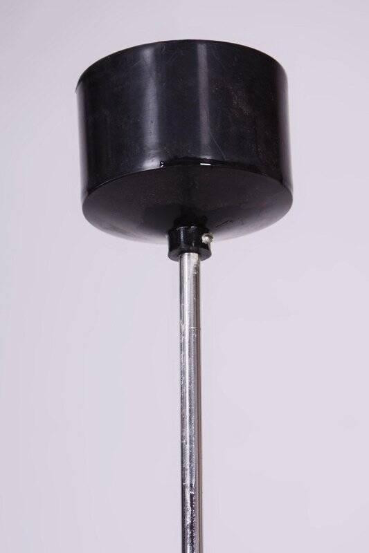 Mid-Century Chandelier in Chrome, Blackened Steel, and Glass, Czech, 1960s