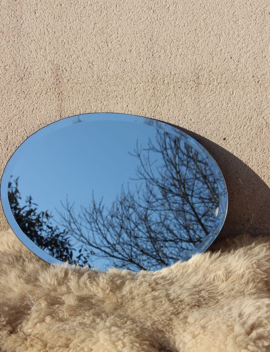 Oval beveled mirror without frame