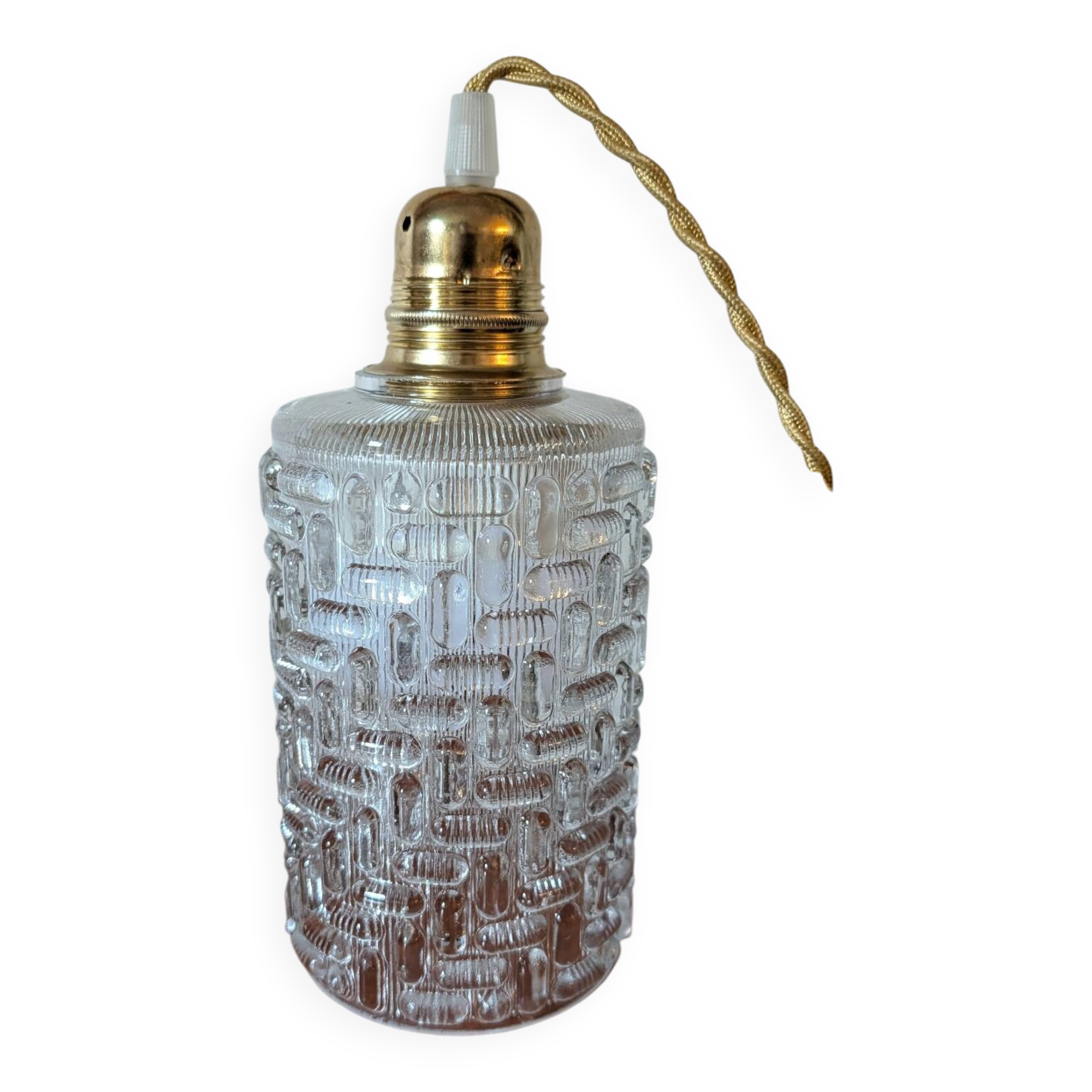 Suspension cylindrique moderniste en verre moulé