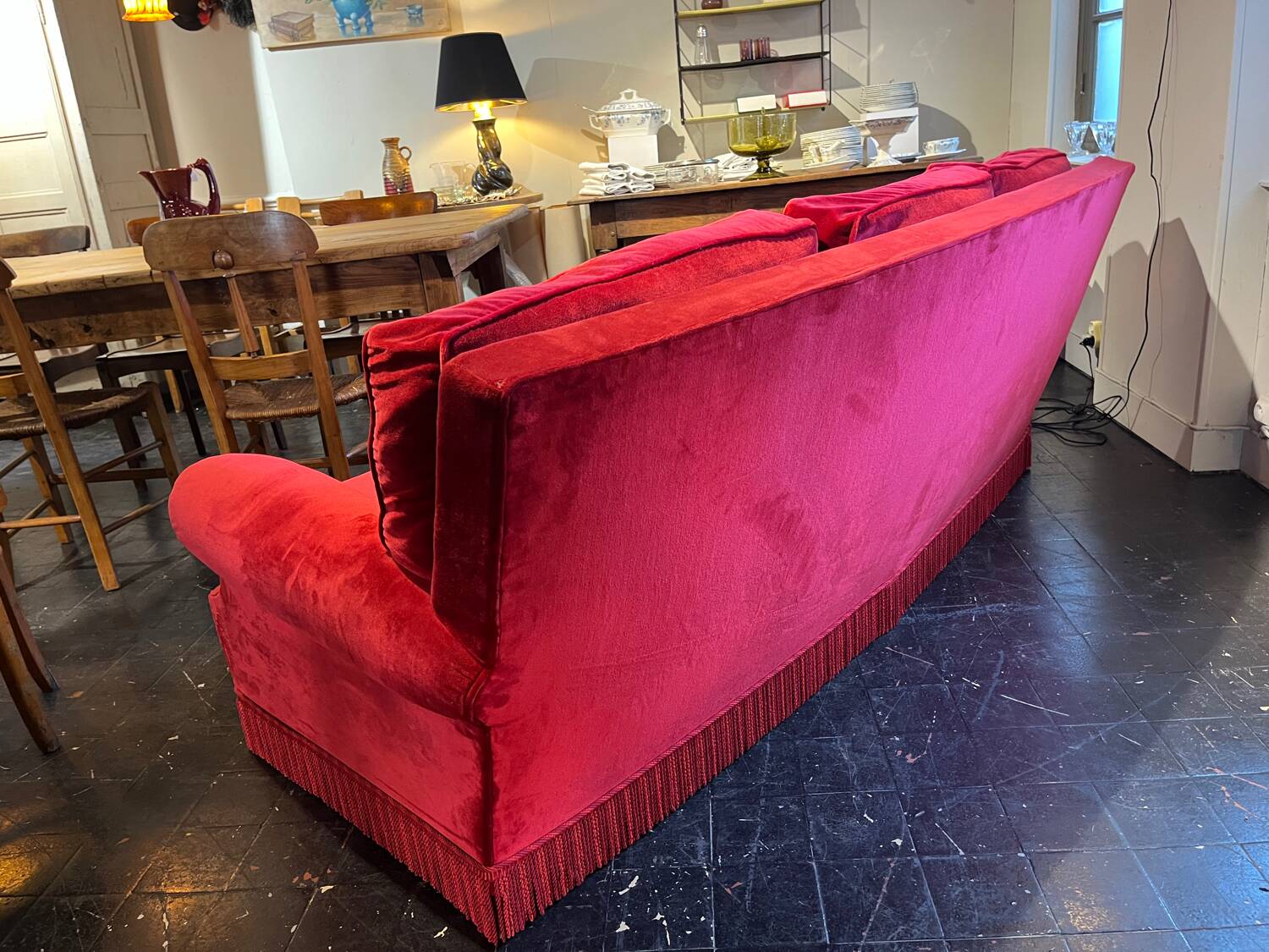 1970s velvet sofa