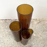 4 vases gigogne Jacques Bédat en plexiglas fumé