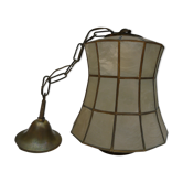 chandelier ceiling suspension in mother-of-pearl and vintage brass