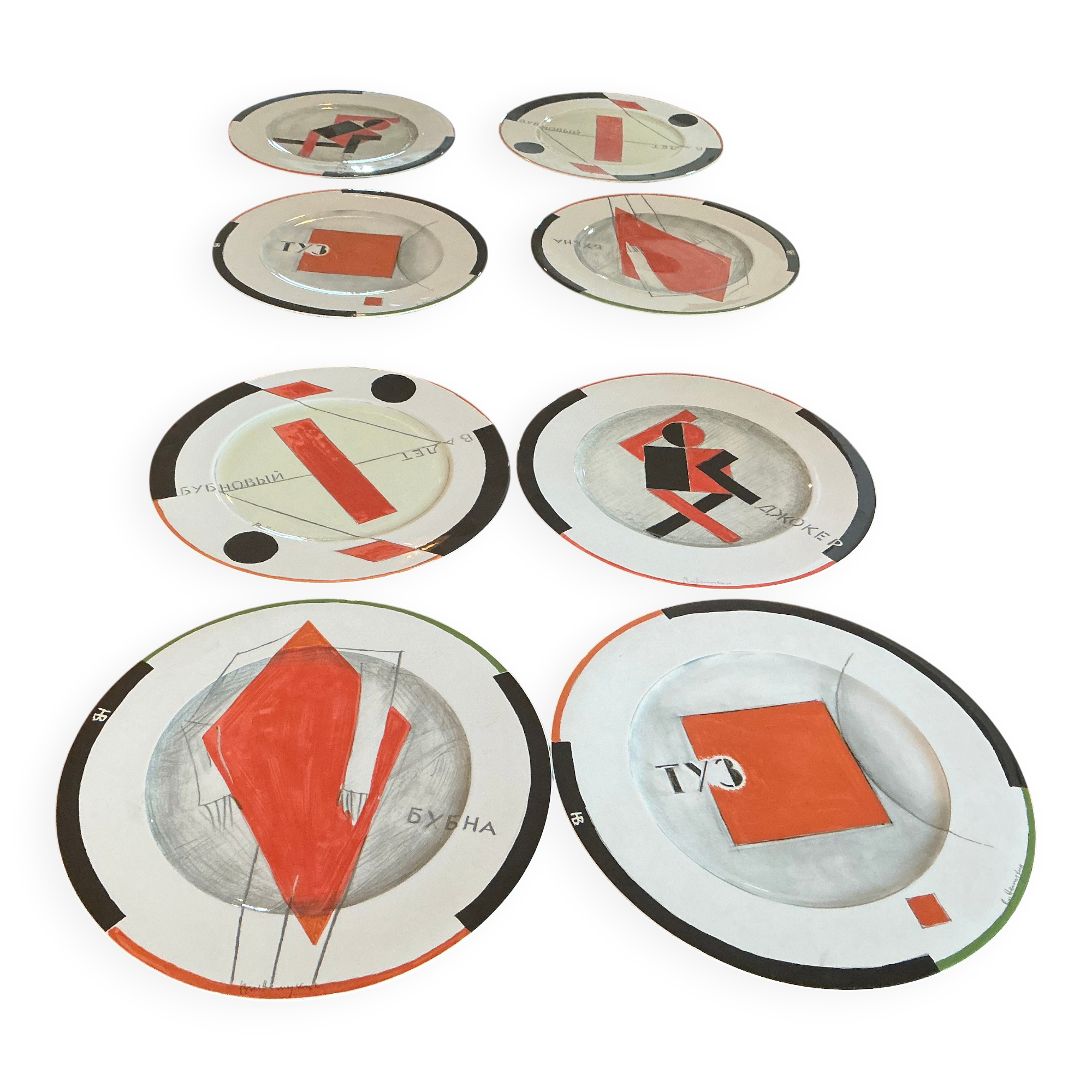 Set of 8 Constructivist plates