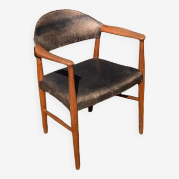 Kurt Olsen armchair model 223, teak and leather, Denmark, 50s/60s