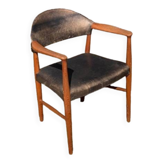 Kurt Olsen armchair model 223, teak and leather, Denmark, 50s/60s