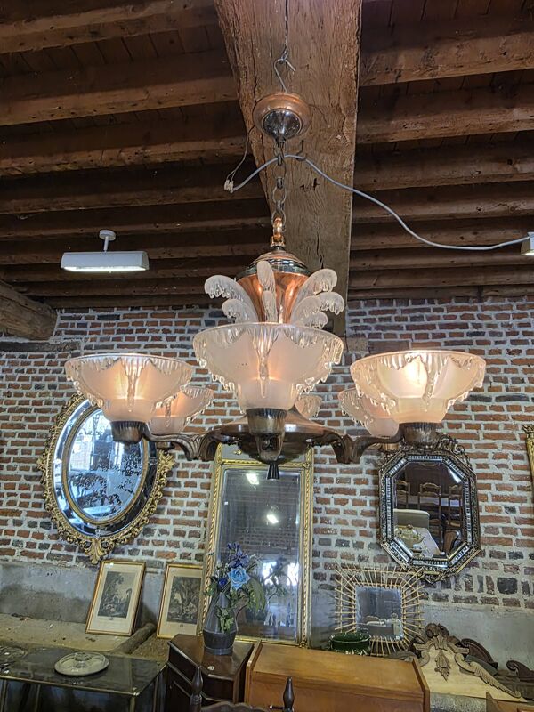 Lustre ezan art déco à 6 lumières