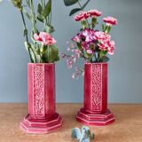 Lot de 2 vases art déco en céramique Rose de Digoin