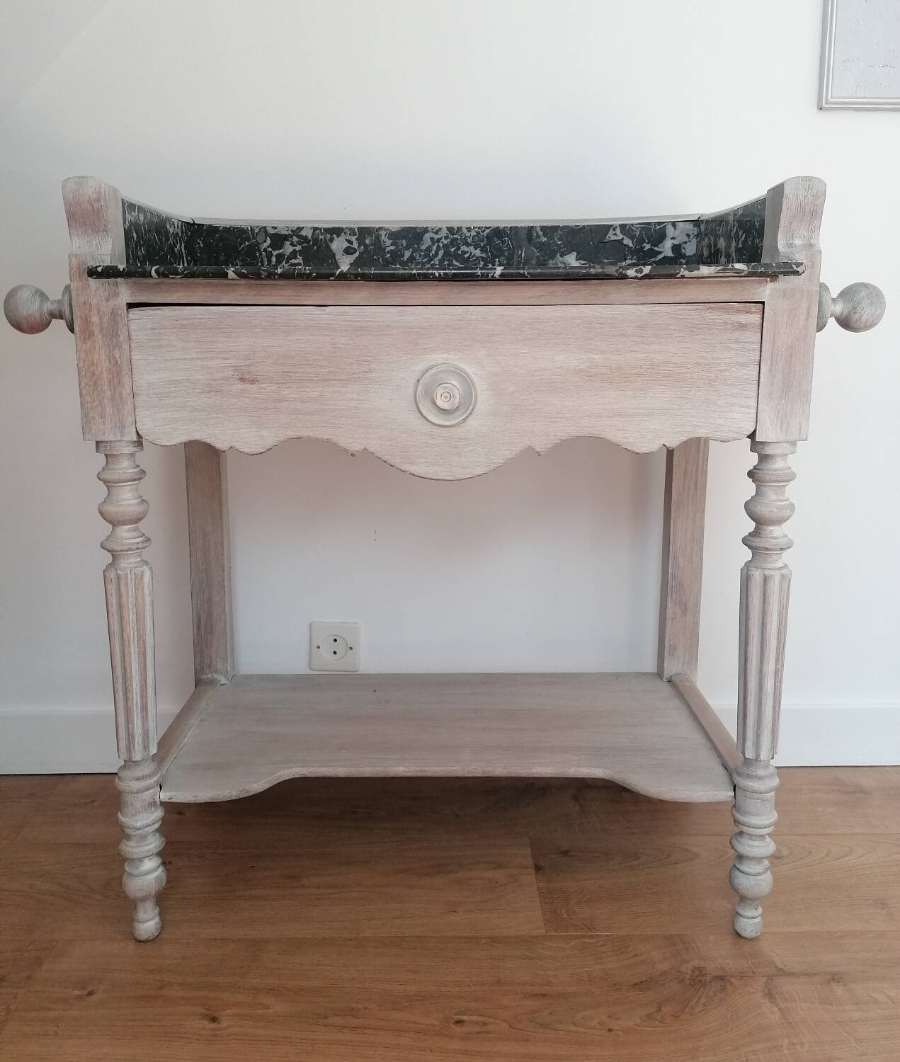 Beautiful antique dressing table, reimagined with a marble top.