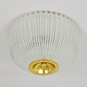 Large striped glass ceiling lamp in brass, Limburg, Germany, 1970s.